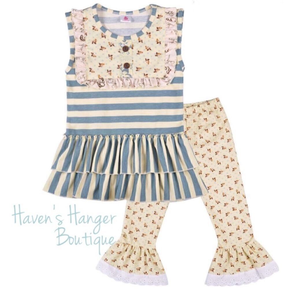 2pc. Stripes & Floral Pant Set Size 12/18M
